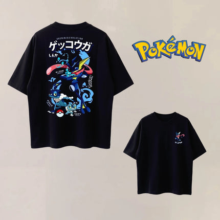 Summer Anime Pokémon Cosplay T-Shirt Cotton Short Sleeve Tops Casual Loose Retro T-Shirt Men Women Kids Family Matching Outfits