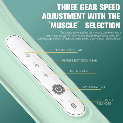 【BRAND NEW】For Full Body Cleansing Electric Bath Brush With 6 Attachments-3-Speed Adjustable Back Scrubber For Skin Care Exfolia