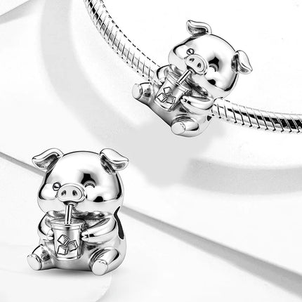 925 Sterling Silver Hedgehog Dinosaur Animal Series Spot Dog Charms Beads Fit Original Pan Bracelet High Quality DIY Jewelry