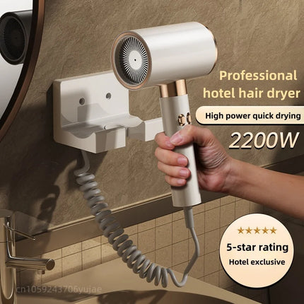220V Hotel Specific Hair Dryer 2200W High-Power Fast Drying Silent Wall Mounted Household Hair Dryer Without Punching Holes
