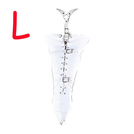 BDSM Bondage Leg/Arm Binder,Behind Back Straight Jacket,SM Leather Armbinder Restraint Slave Lockable Glove With Shoulder Straps