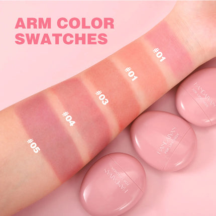 HANDAIYAN 5-Color Matte Pink Pebble Blush Waterproof & Sweat-Resistant Easy Application Dual-Use for Lips & Cheeks