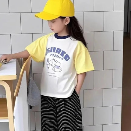 Summer Baby Girls Cotton Short Sleeve T-Shirt Kids Top 2025 New Kids T-Shirt Children's Wear