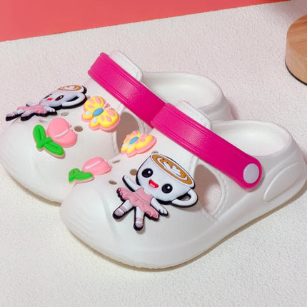 Girls' Slippers with Cute Charms Summer Garden Shoes Beach Sandals Non-slip Breathable Clogs for Girls Indoor & Outdoor Footwear