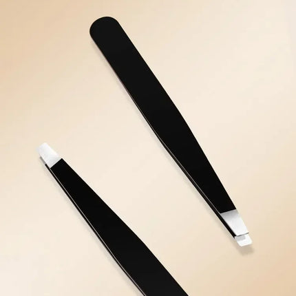 CNK  Wholesale  Stainless Steel Black Eyebrow Tweezer with Slant and Flat Point Beauty Tools for Eyebrows & Ingrown Hair Removal