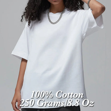 100% Cotton T shirt Women,Short Sleeve Plain Tops,Solid Oversized Hip Hop Tee Shirts,Quality Clothing Heavy Weigh 8.8oz 250gsm
