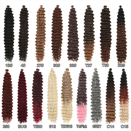 3PCS Soft Deep Twist Crochet Hair Afro Curls Ombre Braiding Hair Extension Synthetic African Water Wave Braided Hair For Braids