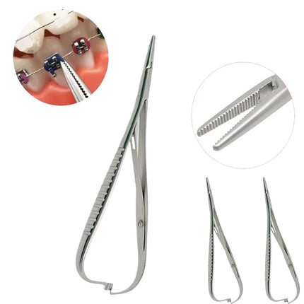 3PCS Dental Orthodontic Elastic Placement Ligature Tie Holder Mathieu Extra Fine Beak Ligation Ring Hemostatic Forceps Dental