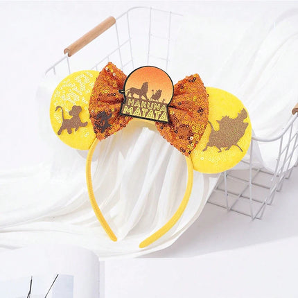 1pc Lion King Ear Headband – Sparkly Sequin Ears with Bow, Eye-Catching for Parties & Dress-Up.