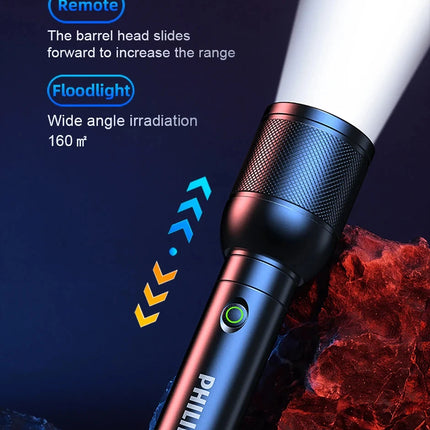 2025 New Philips SFL8168 3200 Lumen LED Flashlight 1000m Portable Powerful Bright Flashlights Camping Lamp for Outdoor Hiking