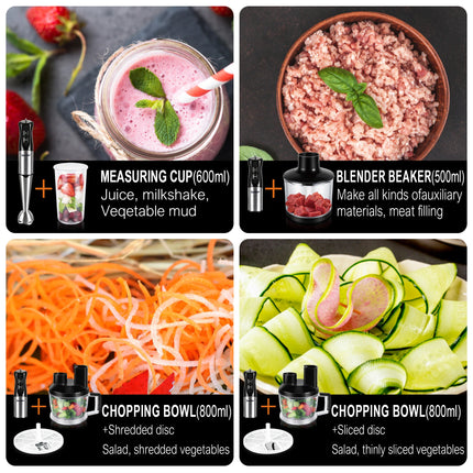 10 in 1 Multi Blender Stainless Steel  Food Processor Vegetable Cutter Meat Grinder Chopper Whisk 800W Food Mixer Juicer Sonifer
