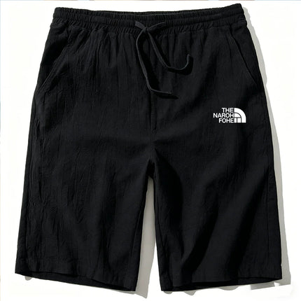Men Cotton Linen Shorts Summer Lightweight Breathable Casual Beach Style Shorts Basic Solid Color Sweatpants Elastic Waist