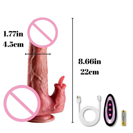 1pc 8.6inch Thrust Realistic Dildo Vibrator With 9 Telescopic And 10 Vibration Modes With Heating, Silicone Soft Realistic Remote Control Adult Sex Toy For G-spot Vibration Stimulation With Powerful Suction Cup
