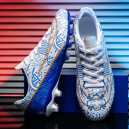Sports breathable football shoes with FG/AG studs provide super strong grip and effectively protect the ankle