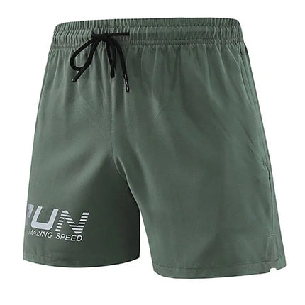 Men Thin Quick Dry Sports Running Shorts Drawstring Waist Side Split Print Gym Workout Fitness Training Walking Short Pants