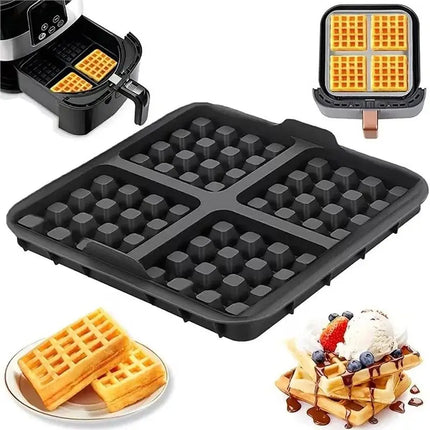 [HOT!A24R】 For Air Fryer Compatible Non-Stick Square Waffle Molds- Baking Tray For Belgian Waffles, Pancakes& Egg Patties,Fits 4