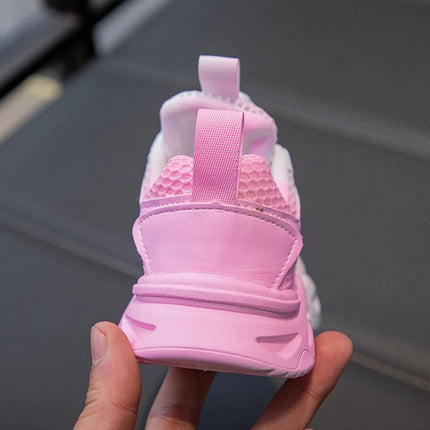 Girls Sports Shoes Pink Mesh Breathable Lightweight Running Shoes Summer New Soft Sole Rebound Wear-resistant Casual Sneakers