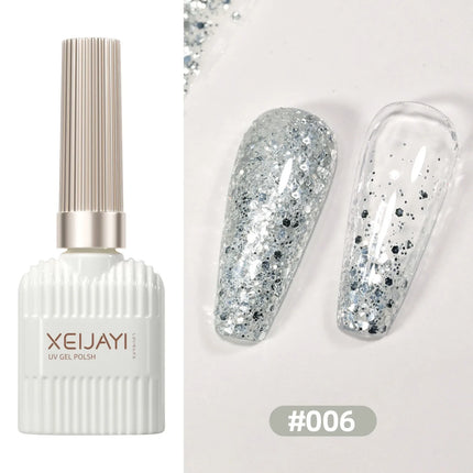 6pcs Shell Fragments Translucency Reflective Gel Nail Polish Reflective Glitter Semi Permanent Soak Off UV Gel Nail Art Varnish