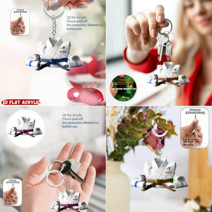2D Judo Suit Keychain Jiu-Jitsu Themed Pendant Flat Acrylic Ornament Charms Karate Hanging Decoration for Bag Party Festive Gift