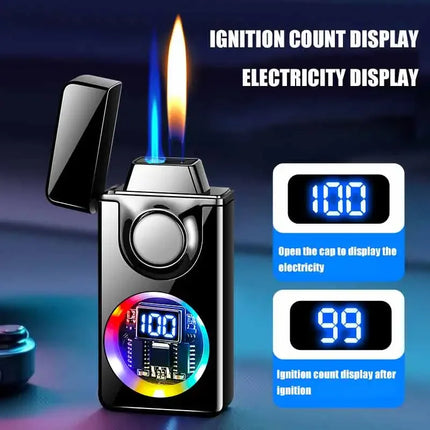 2025 Voice Controlled Ignition Gas Lighter 4 Ignition Methods Battery Display Open Fire Switching Jet Fire USB Electric Lighters