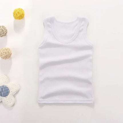 Children's Vests T-shirts Summer Boys Girls Cotton Sports Tops Waistcoat Solid Color Casual Kids Vest