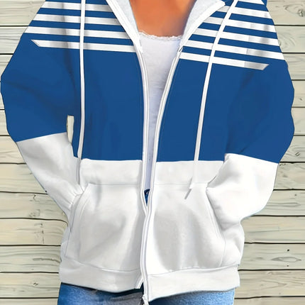 2025 New Woman Sweatshirts Simple Gradient Print Long Sleeves Zip Hoodie Autumn Casual Drawstring Design Fashion Women's Hoodie