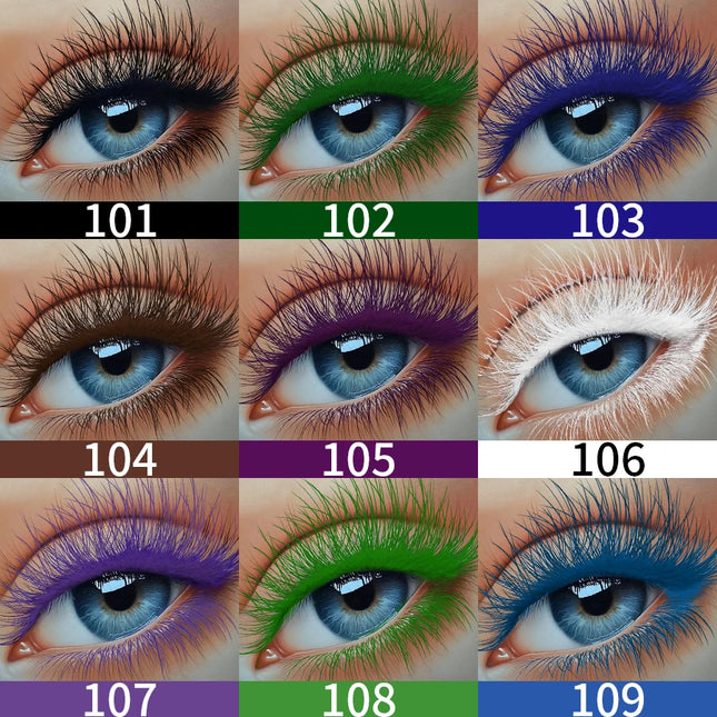 9 Colors 5D Mascara Blue White Green Black Thick Curl Waterproof Natural Lenthen Eyelash Korean Makeup Gifts for Women Beauty