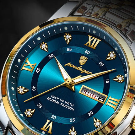 POEDAGAR Luxury Fashion Men's Wristwatch Waterproof Stainless Steel Luminous Trendy Men's Watch Date Week Men's Quartz Watches Reloj
