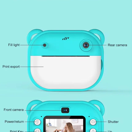 Digital Kids Instant Printing Camera 1080P Portable Video Recorder Printing Camera with Game Toys+32G Memory Christmas Gift