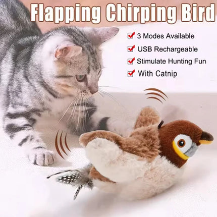 Hot Simulated Bird Cat Toy Interactive Toys Dog Rechargeable Chirping Flapping Bird (no Flying) Touch Activated Plush Pet Toy