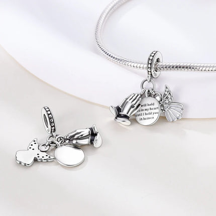 925 Silver Color Star Moon Heart Safety Chain CZ Beads Angle Wing Pendant Fit Bangle Charms Bracelet DIY Women Original Jewelry