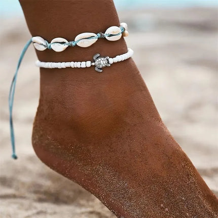 2/3pcs/set Beach Anklets for Women Pearl Beads Sunflower Pendants Foot Chains Bohemian Foot Accessories Summer Barefoot Chain
