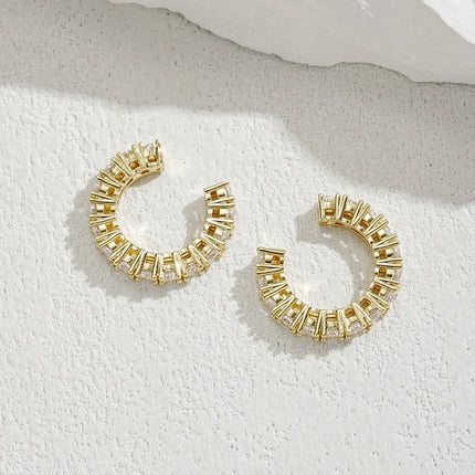 2Pcs Full Rhinestone Zircon Ear Cuff Ear Clip for Women No Pierced C Shape Earcuff Ear Wrap Earcuff Clips Fashion Jewelry Gifts