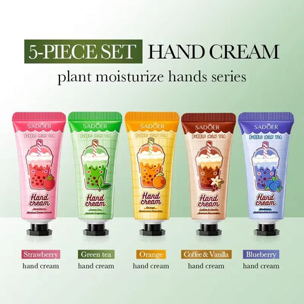 Milk Tea & Fruit Fragrance Hand Cream Set,Moisturizing Nourishing Anti-Dry Hand Lotion,Portable Mini Size,Women Daily Care Gift