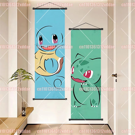 Pokémon Anime Theme Poster Scroll Painting Eevee Squirtle Charmander Pikachu Bulbasaur Photography Background Wall Friend Gift