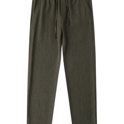 Straight Casual Cotton Linen Pants Men Wide Leg Lightweight Baggy Cotton Sweatpants Male Sport Jogger Straight Work Trousers