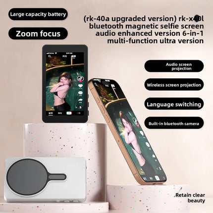 Vlog Selfie Monitor Screen,Wireless 4K/1080p Back Camera Monitor for iPhone & Android, Built-in Speaker for YouTube TikTok Live