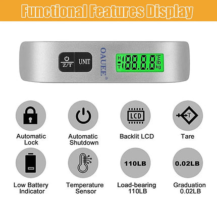 Portable Scale Digital LCD Display Electronic Scale Weight Suitcase Travel Weighs Baggage Bag 110lb/50kg  Weight Balance Tool