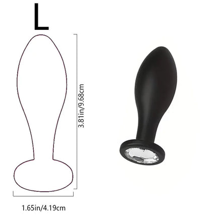 Soft Silicone Personal Wellness Kit 3 Sizes Anus plug , Ergonomic Shape, Sparkling Gem Base sex toy