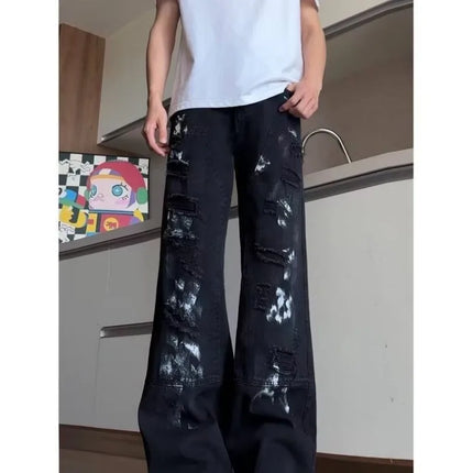New Men's Jeans 2026 Ripped Straight Man Pants Loose Fit Denim Trendy Lightweight Summer
