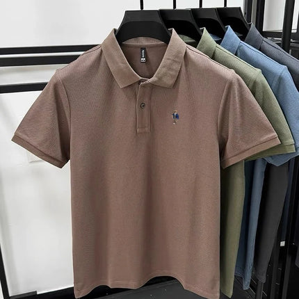 Summer high-quality cotton short sleeved men's polo shirt fashion brand teddy bear embroidery golf business casual T-shirt