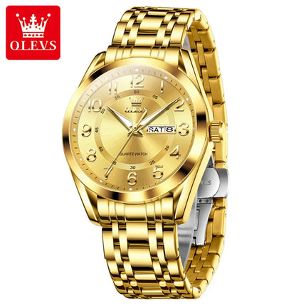 OLEVS Men's Watches Top Brand Luxury Original Quartz Watch for Men Stainless Steel Waterproof Luminous Date Week Business Watches