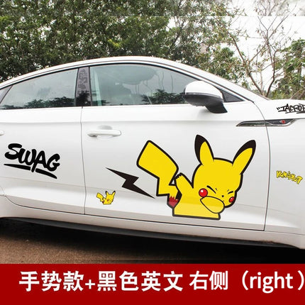 popular anime Pokemon cute Pikachu car sticker Scratch obstruction waterproof Cartoon creative car door decal sticker