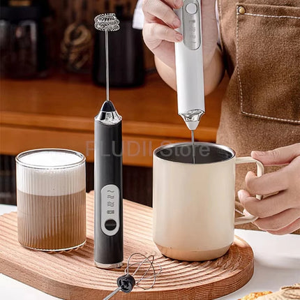 Mini Eggbeater Milk Coffee Blender Handheld Cream Whipper Latte Cappuccino Beverage 3-speed Rechargeable Blender