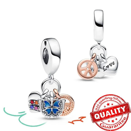 Original Charms 925 Sterling Silver Butterfly Pendant Dragonfly Flowers Bead For Women Necklace DIY Bracelet Fine Jewelry Gift