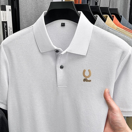 100%Cotton High Quality Men New Short-Sleeved Polo Shirt Lapel Button Various Colors Embroidery Comfortable Ventilate Men's Wear