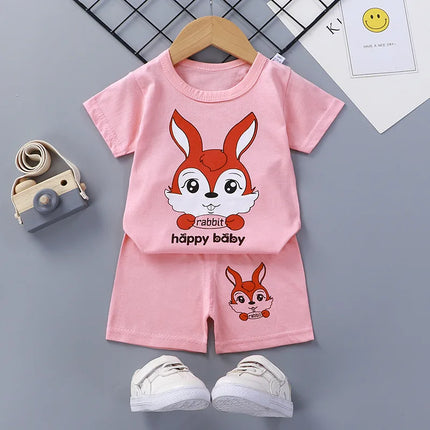 Boutique Clothing New Children's Short-sleeved Shorts Suit Summer Baby Boys Girls T-shirt Two-piece Set 0-1-2-3-4 Years Old