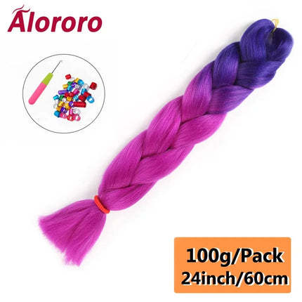 24 Inch Jumbo Braids for Hair Extensions Purple Synthetic Braiding Hair Accessories 100G/Pack Women DIY Hair for Crochet Braid