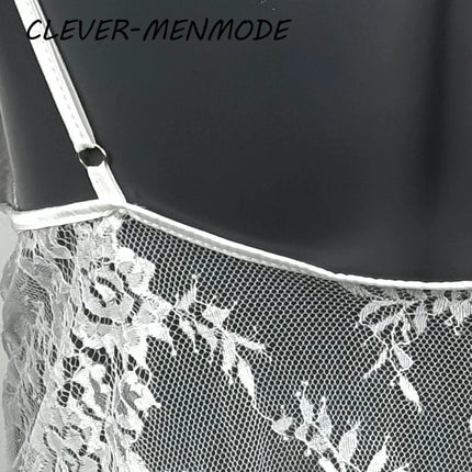 Lace Cut-Out Dress Nightdress Transparent See-Through Mesh String Breathable Ultra-Thin Underwear Home Sleep Bathrobe Clothing