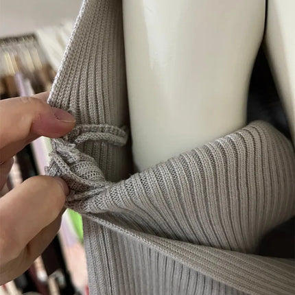 Trendix Hollow Out Sweater Sets For Women 2025 Fall New Long Sleeve Knitwear Shawl Suits Sexy Backless Knit Tank Top 2 Piece Set